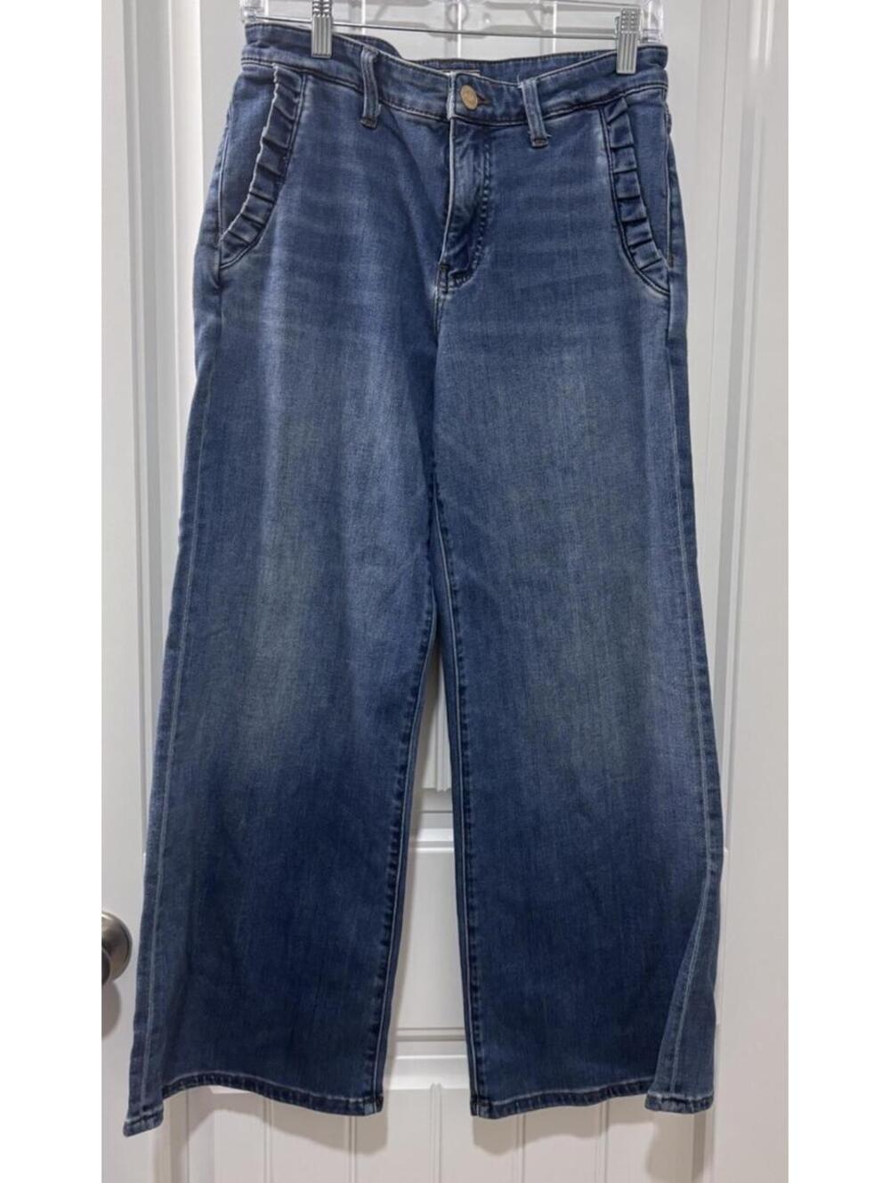 Kut From The Cloth Jeans MEG High Rise Wide Leg Ruffle Pocket 4